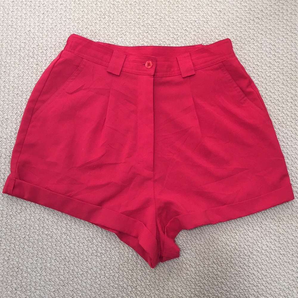 Red High Waisted Shorts